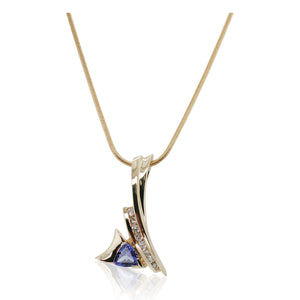 Trillion Cut Tanzanite and Diamond Fashion Pendant