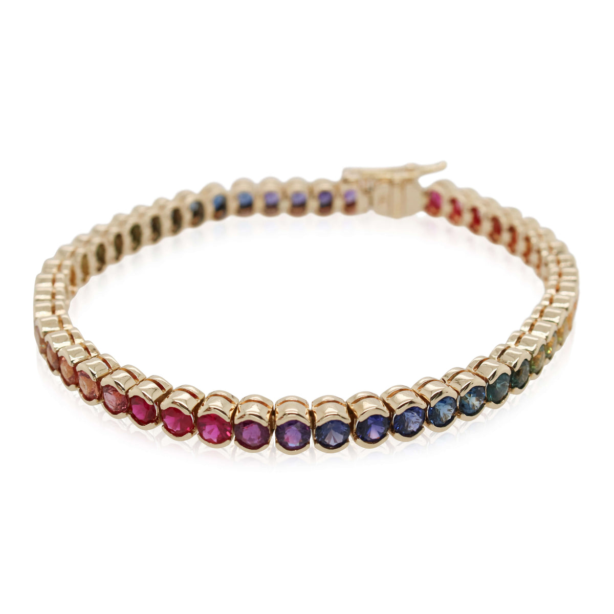 Estate 10.00ct Total Weight Rainbow Sapphire Tennis Bracelet
