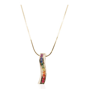 Estate Bar Set Rainbow Sapphire Pendant