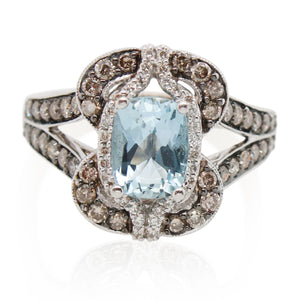 Estate Levian Aquamarine and Chocolate Diamond Ring