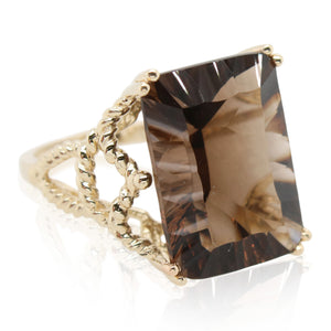 Estate Fantasy Cut Smoky Quartz Ring