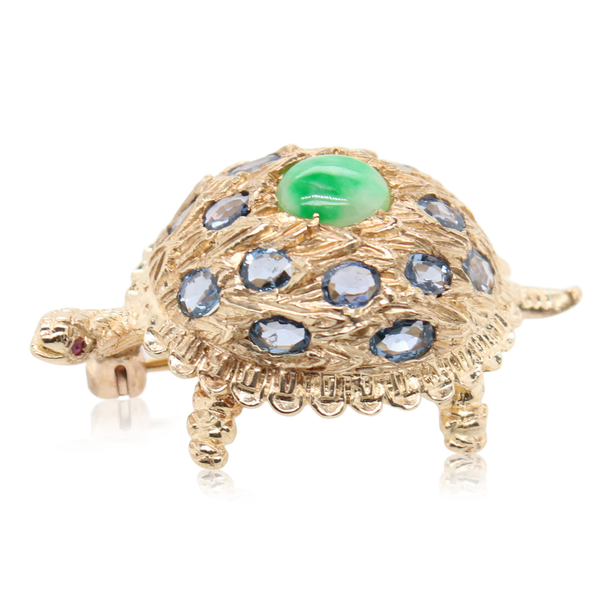Sapphire and Jade Turtle Brooch