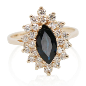 Estate 1.00ct Sapphire and Halo Diamond Ring