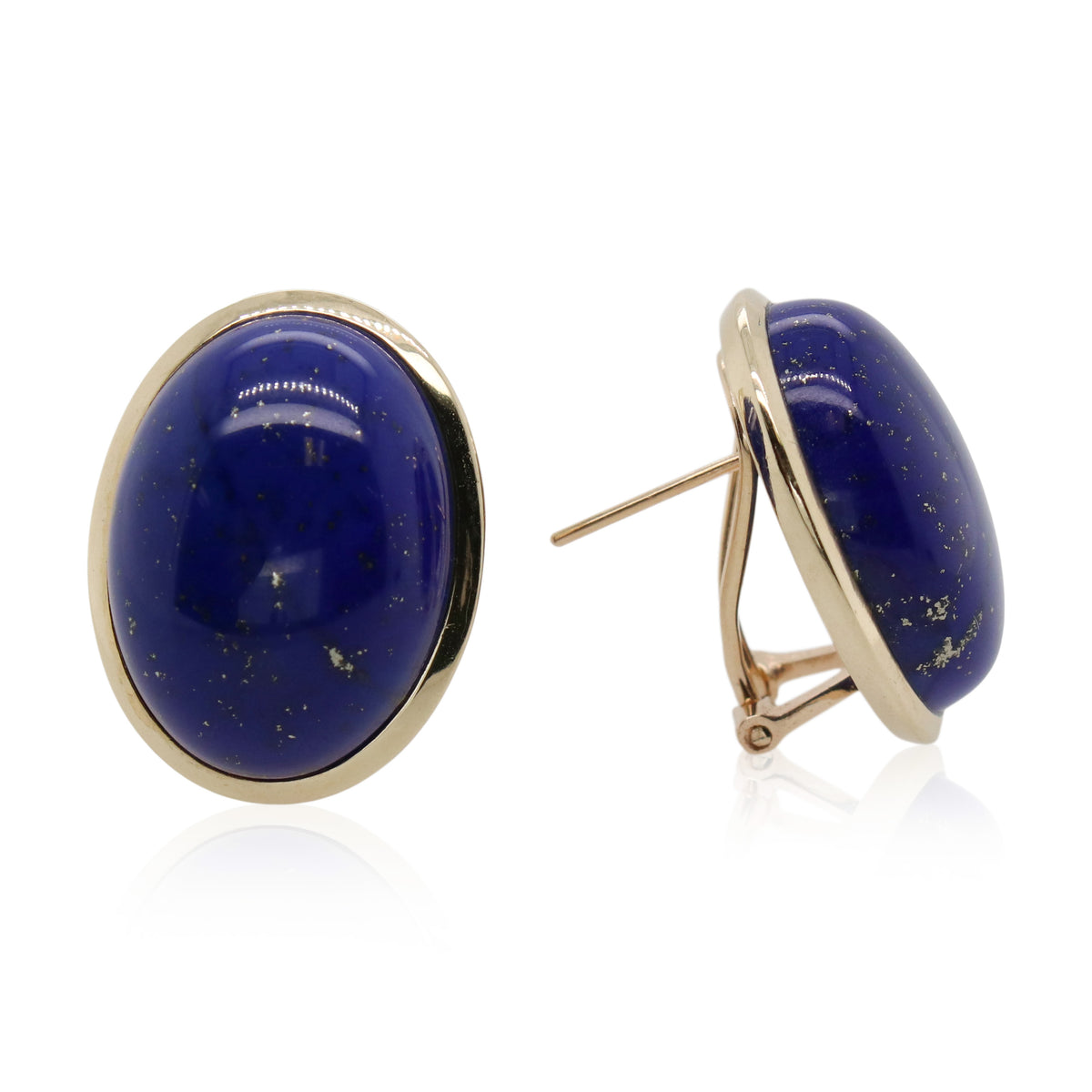 Estate Large Cabochon Lapis Lazuli Earrings