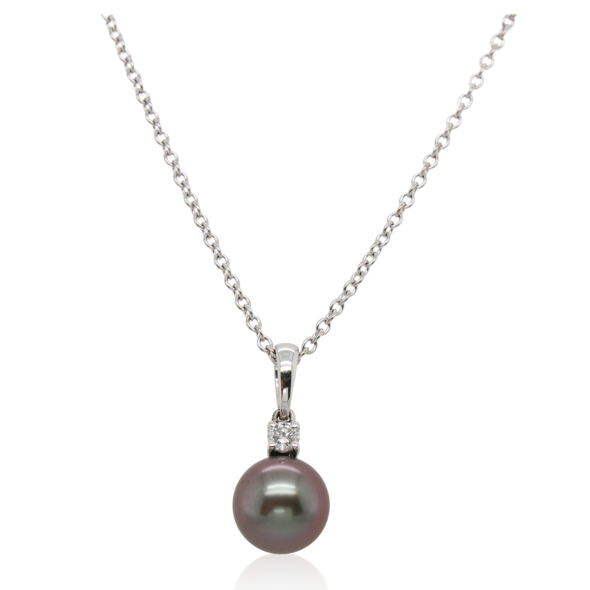 Estate Mikimoto Black South Sea Pearl and Diamond Pendant