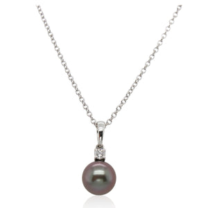 Estate Mikimoto Black South Sea Pearl and Diamond Pendant