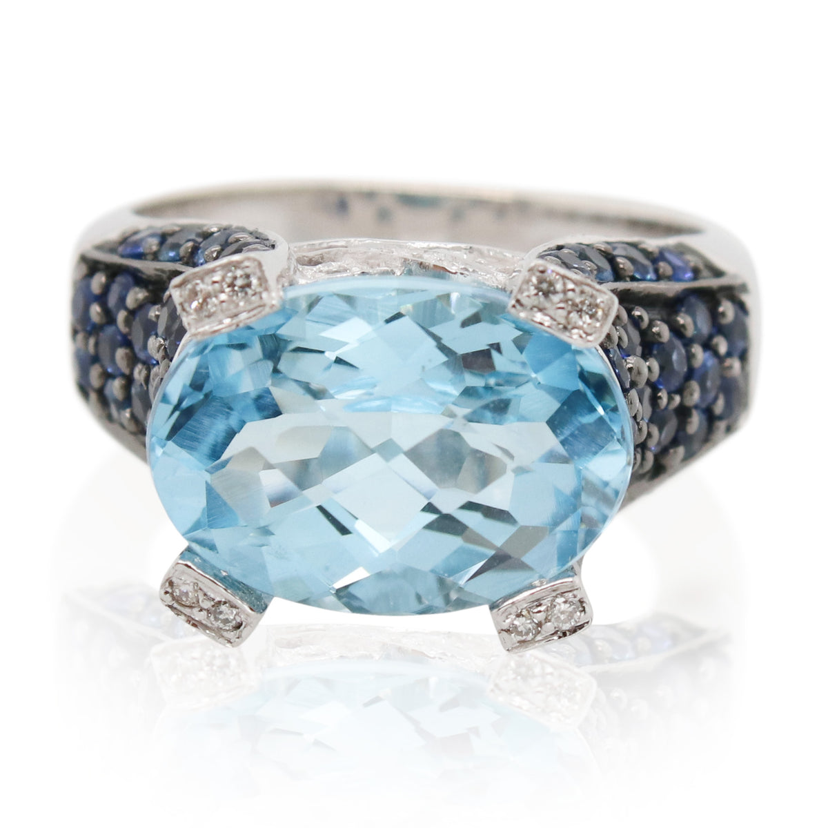 Estate 8.00ct Blue Topaz and Sapphire Ring