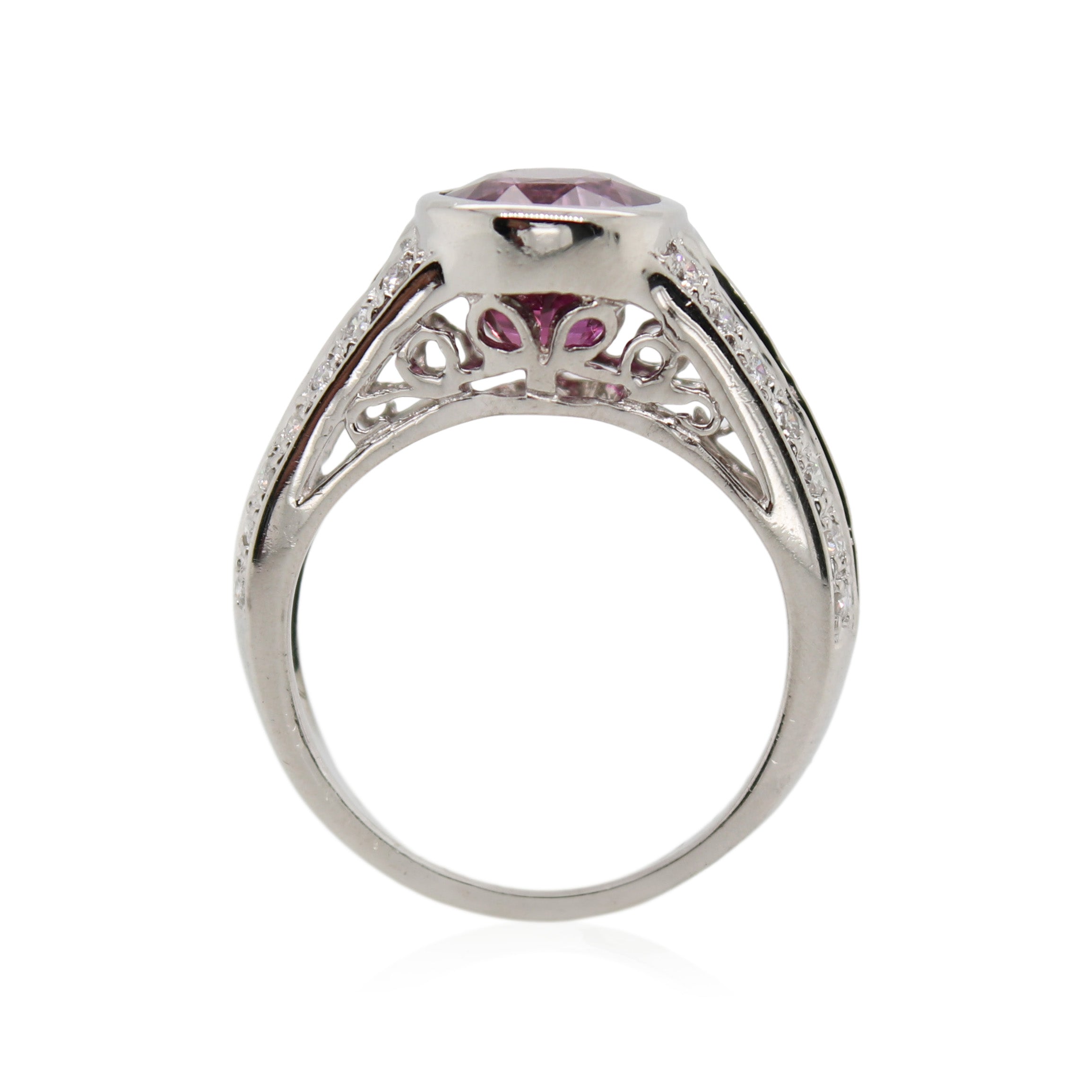 Platinum 4.60ct Pink Sapphire and Diamond Ring