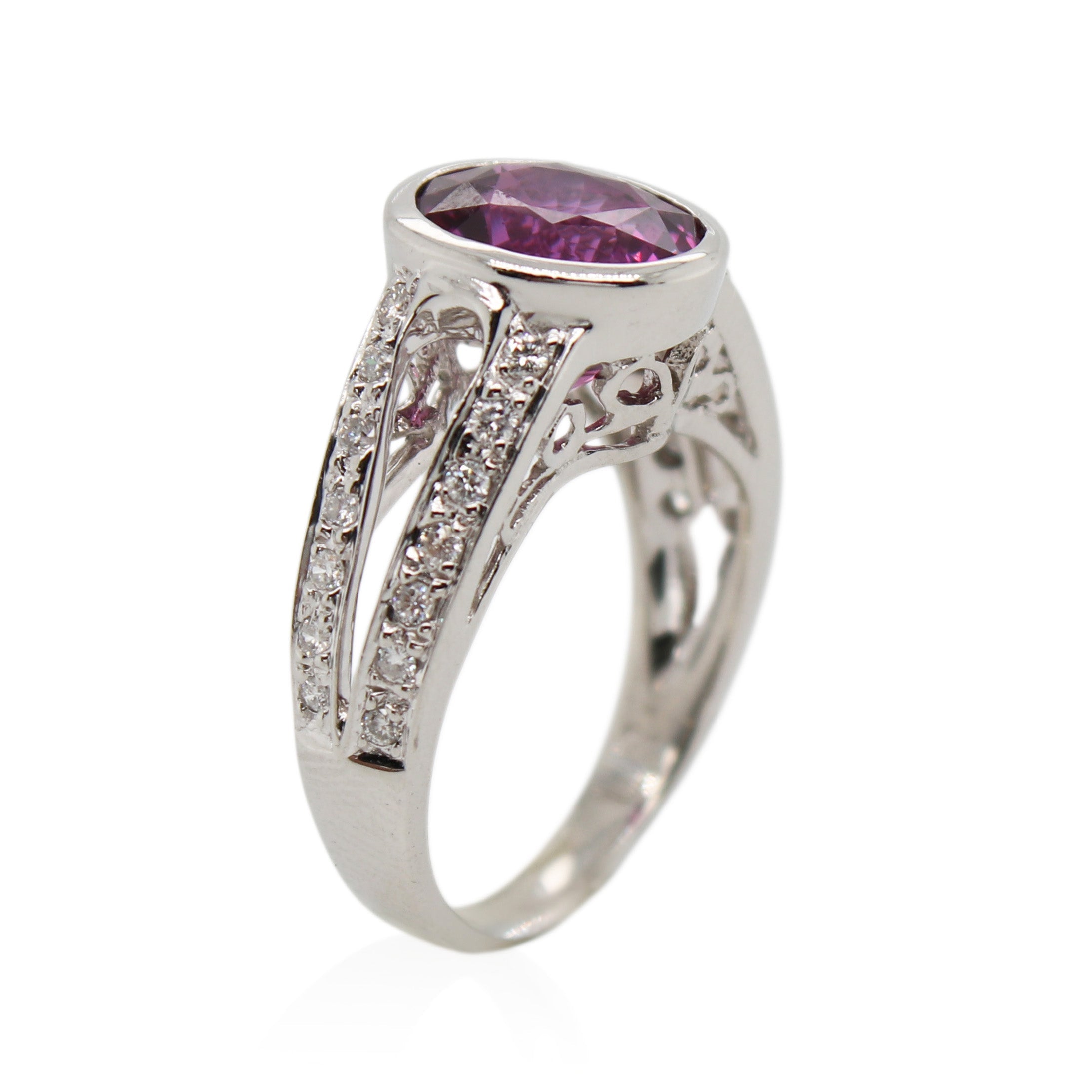 Platinum 4.60ct Pink Sapphire and Diamond Ring
