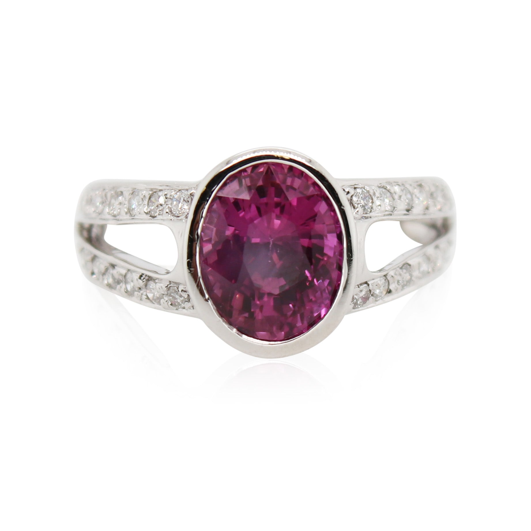 Platinum 4.60ct Pink Sapphire and Diamond Ring