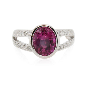 Platinum 4.60ct Pink Sapphire and Diamond Ring