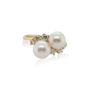 Pearl and Diamond Yellow Gold Ring