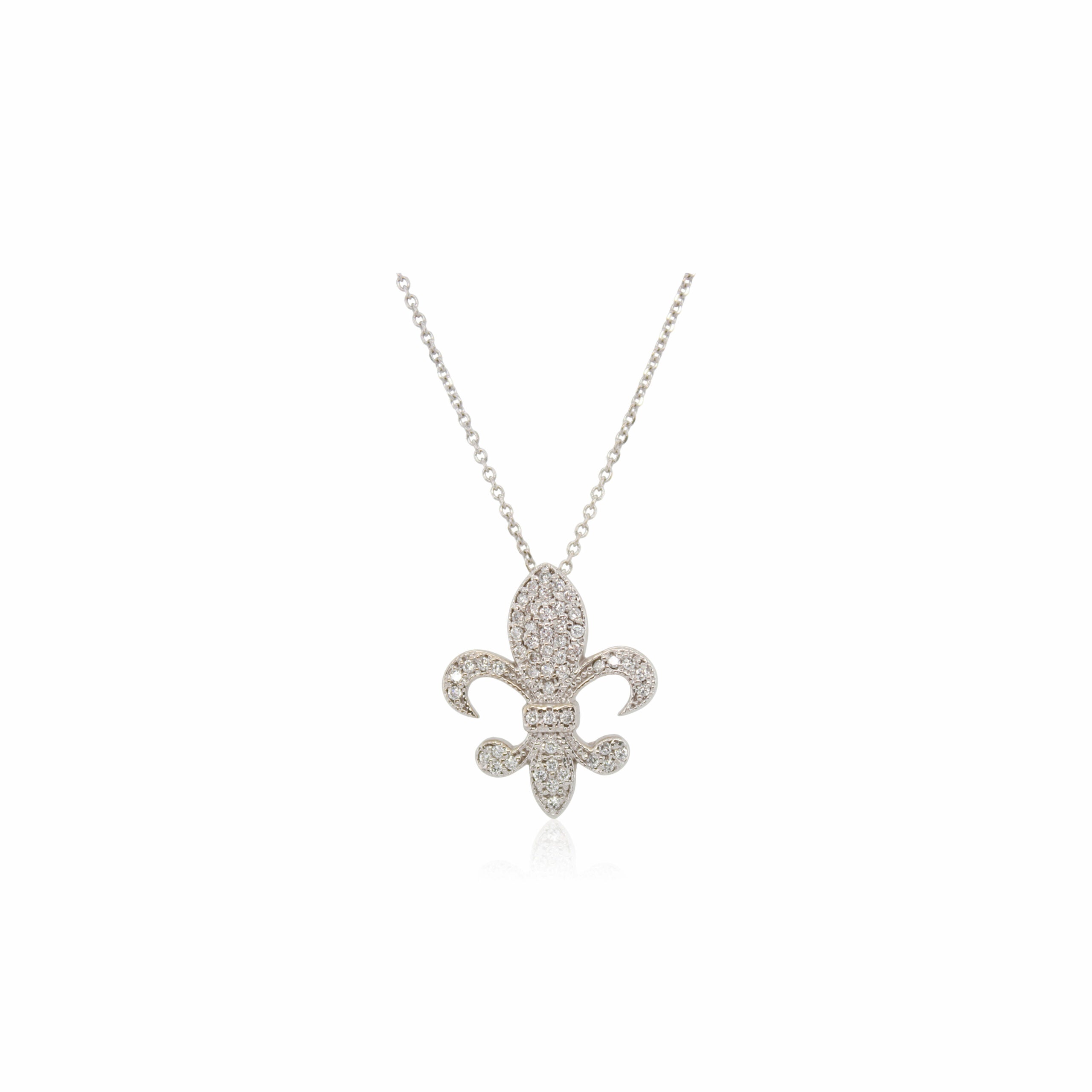 Diamond Fleur-de-lis Milgrain Pendant
