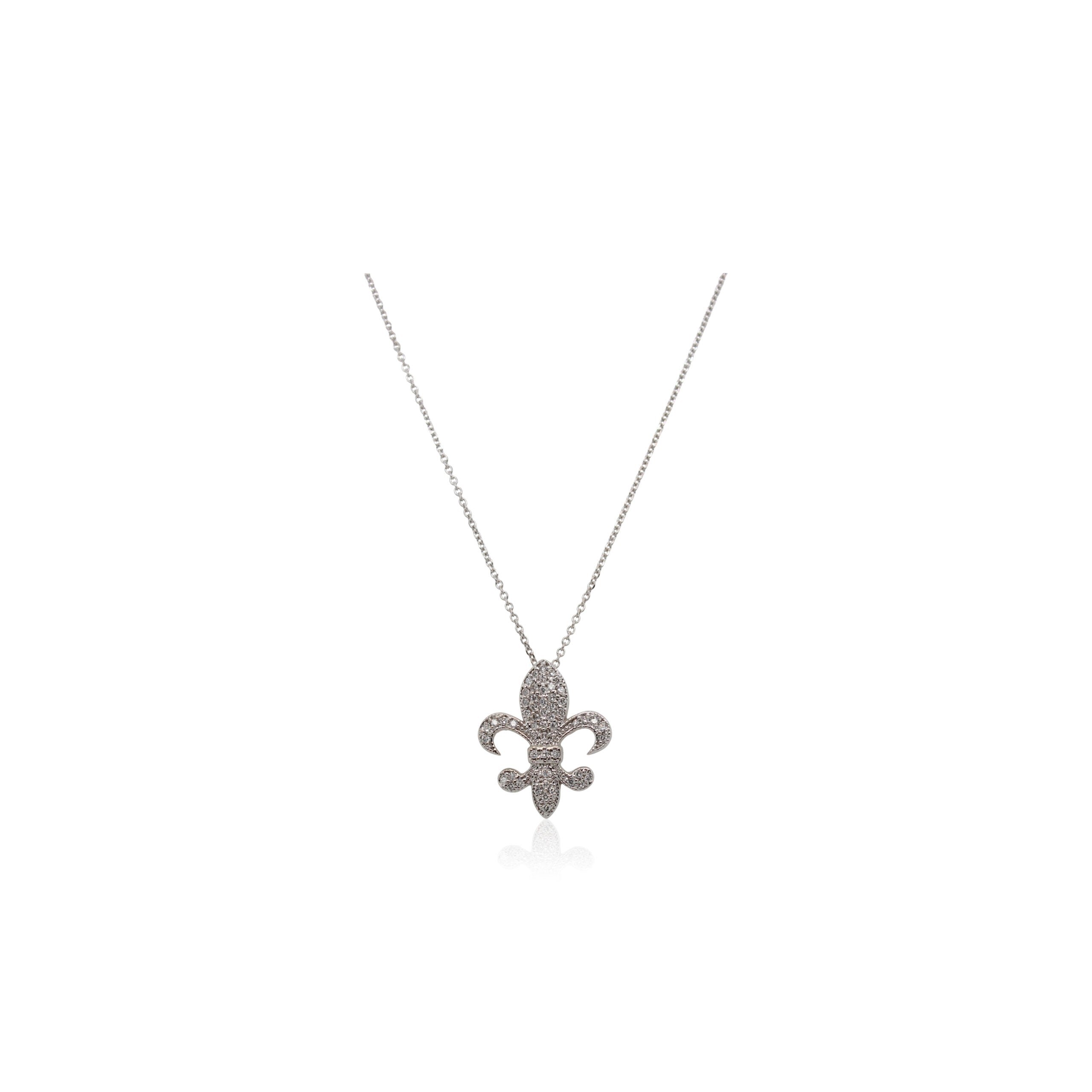 Diamond Fleur-de-lis Milgrain Pendant