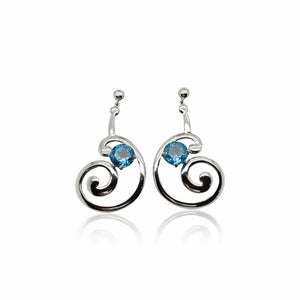 Blue Topaz Swirl Drop Earrings