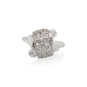 Old European Cut Diamond Vintage Swirl Ring