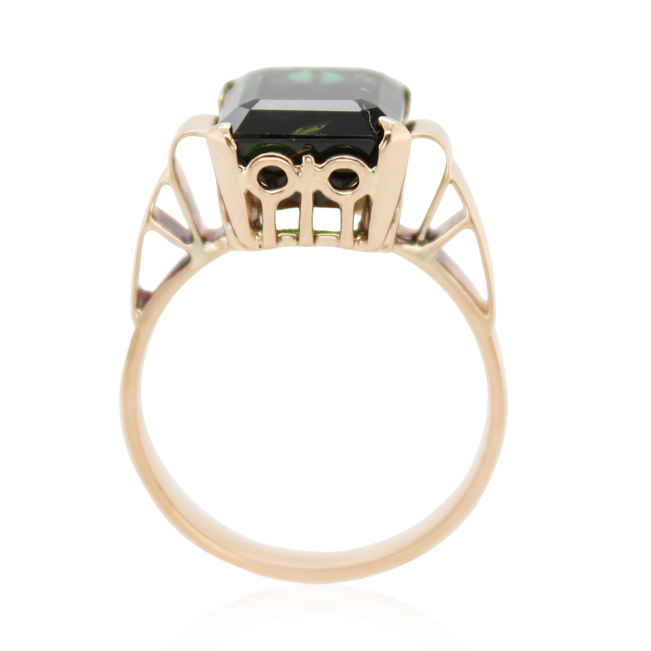 Emerald Cut Green Tourmaline Ring