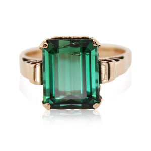 Emerald Cut Green Tourmaline Ring