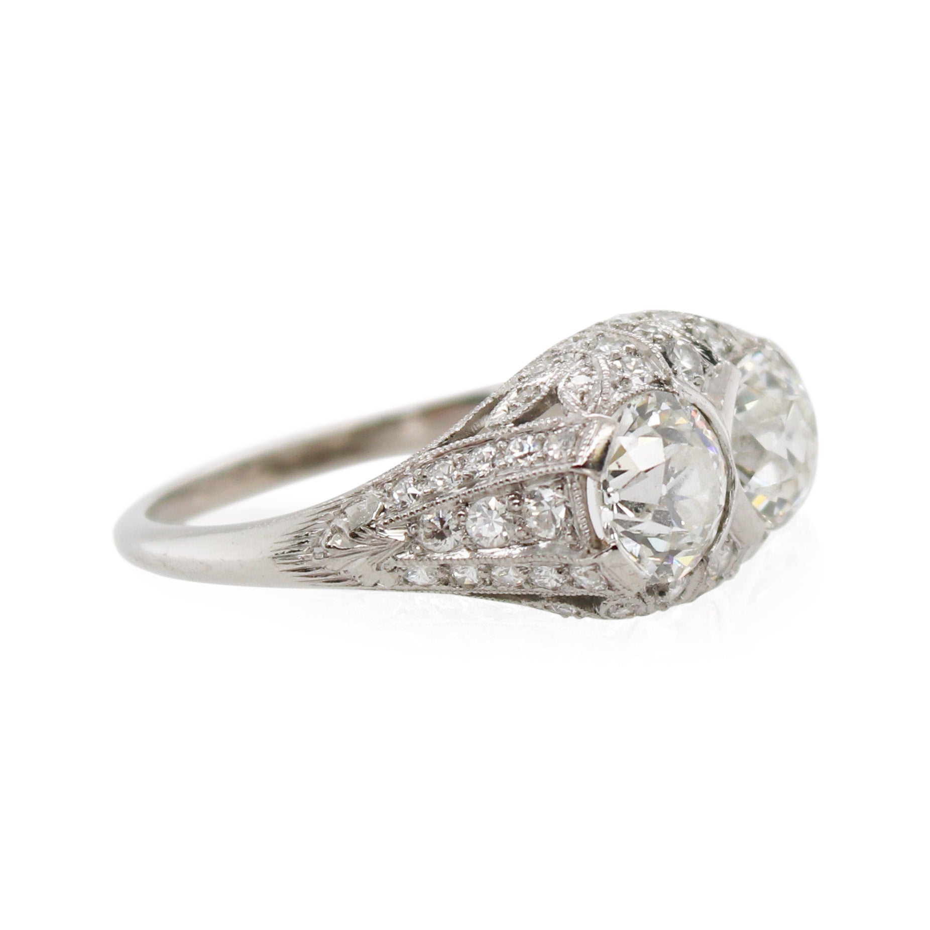 Platinum 2 Stone Diamond Edwardian Ring