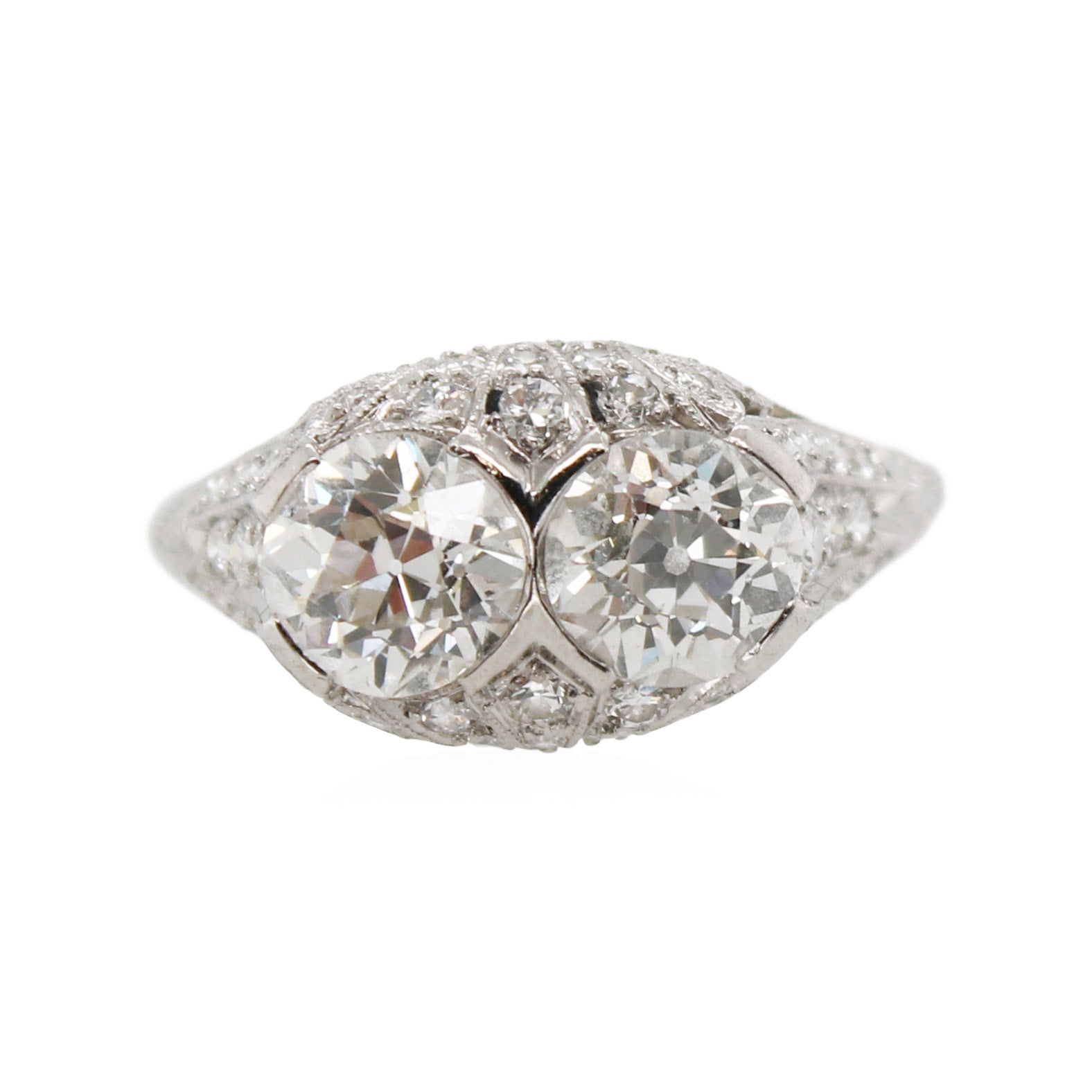 Platinum 2 Stone Diamond Edwardian Ring
