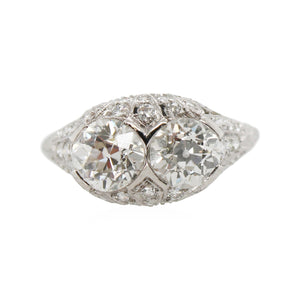 Platinum 2 Stone Diamond Edwardian Ring