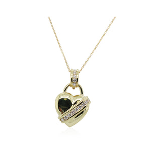 Estate Yellow Gold Diamond Heart Pendant