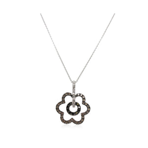 Tri Colored Diamond Floral Pendant