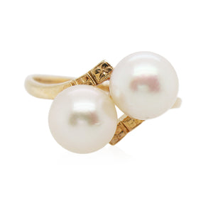 Estate Mikimoto 8mm Two Pearl Ring