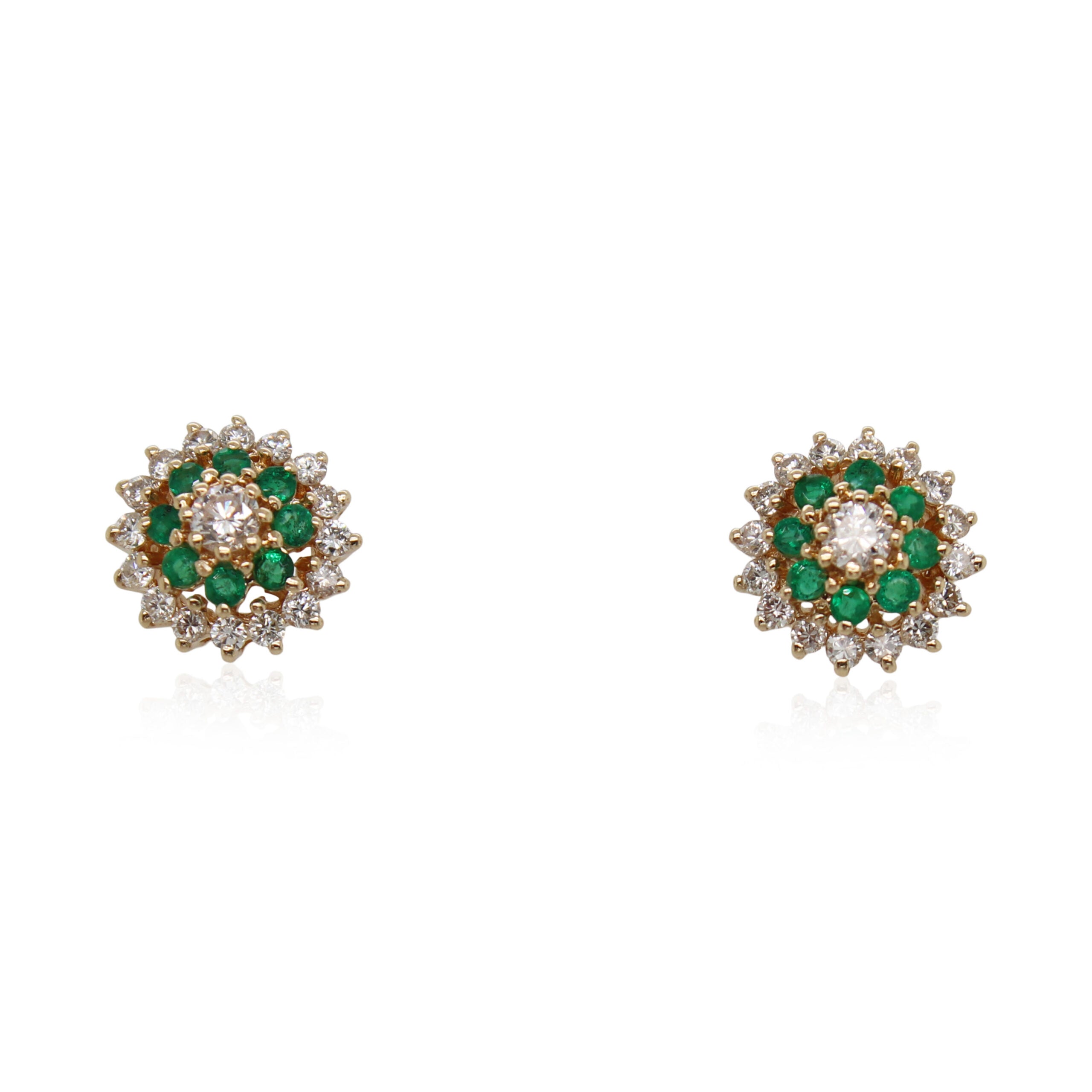 Emerald and Diamond Circle Studs
