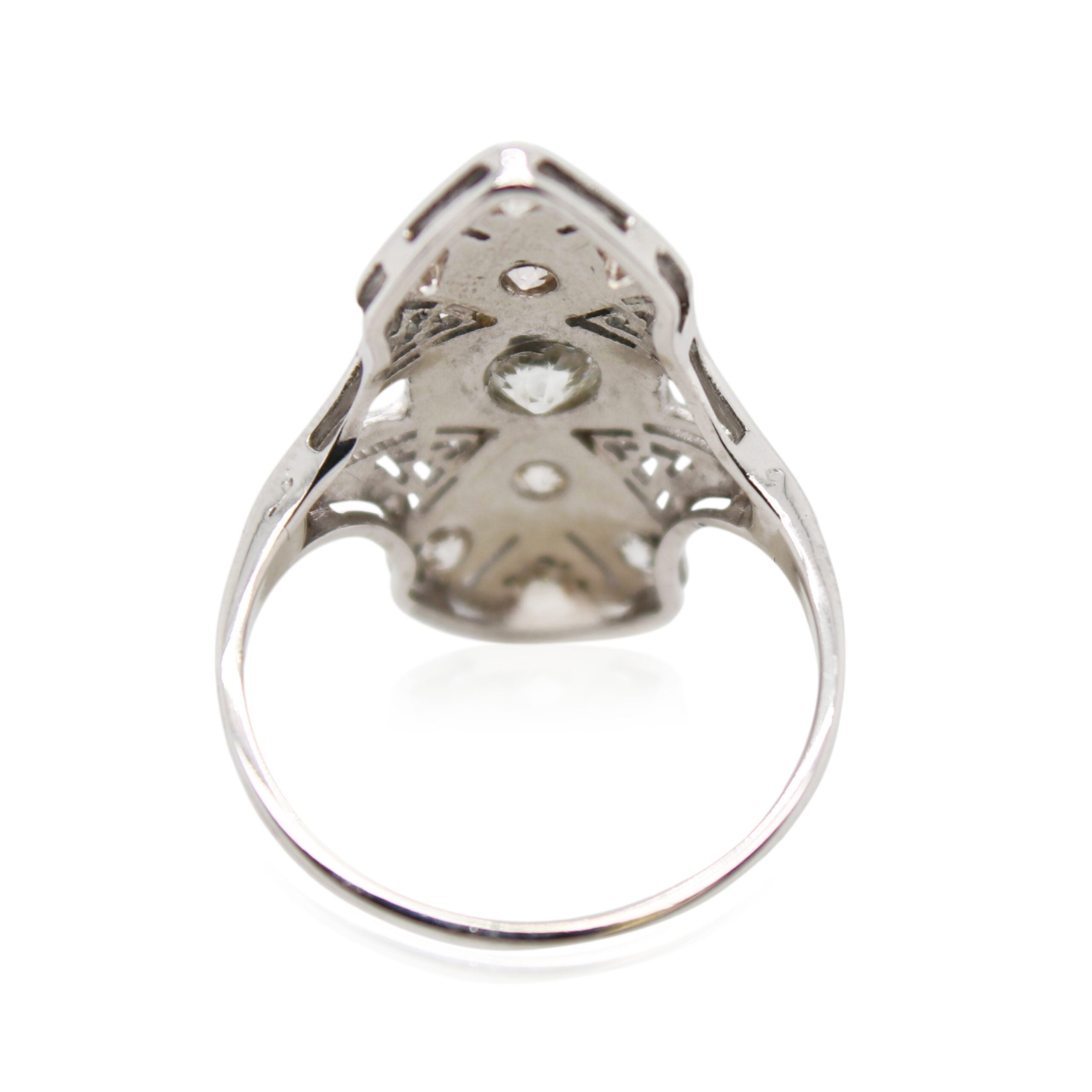 Old European Cut Diamond Elongated Ring