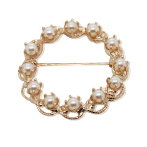 Seed Pearl Wreath Brooch