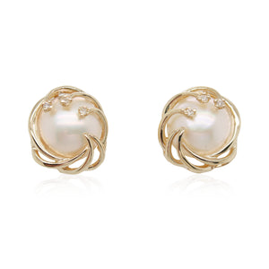 Mabe Pearl and Diamond Studs