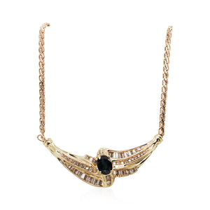 Yellow Gold Sapphire and Diamond Necklace
