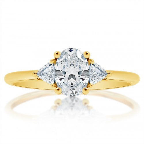 Yellow Gold Trillion Diamond Accented Mounting
