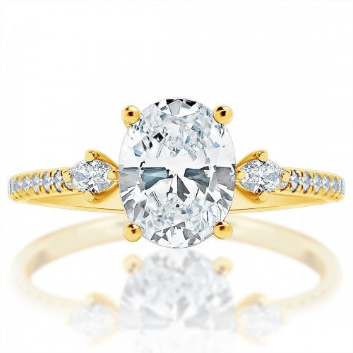 Yellow Gold Marquise and Round Diamond Sides Mounting