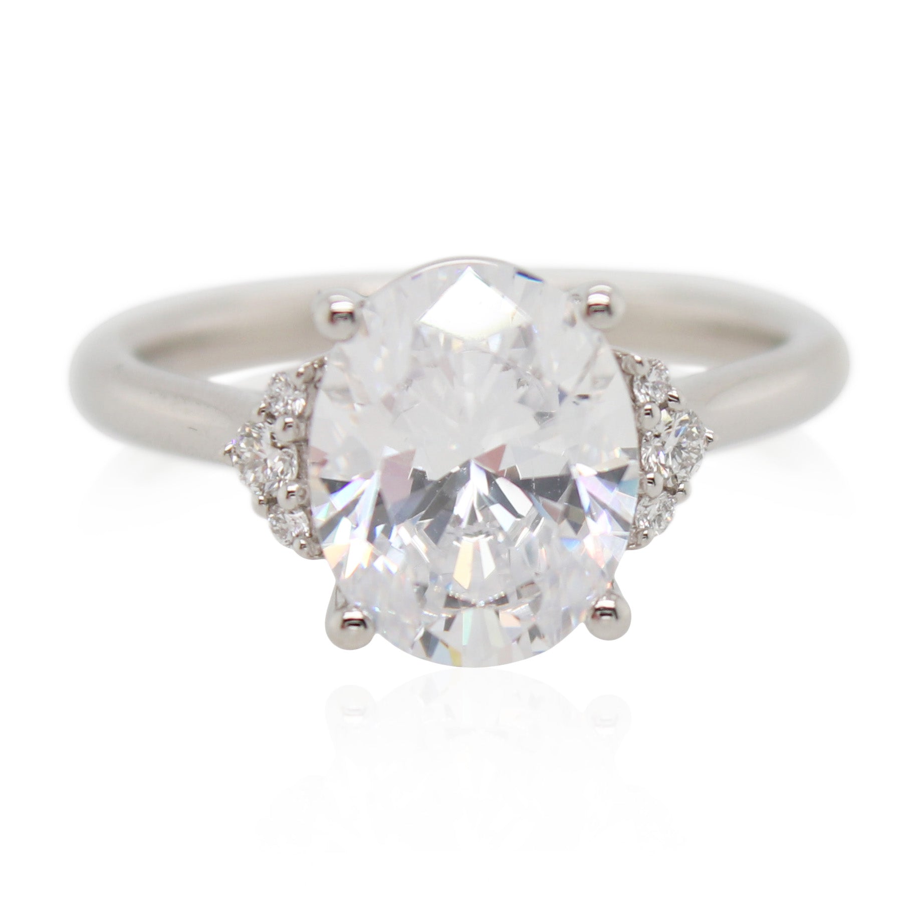 Platinum Diamond Accented Oval Engagement Mounting