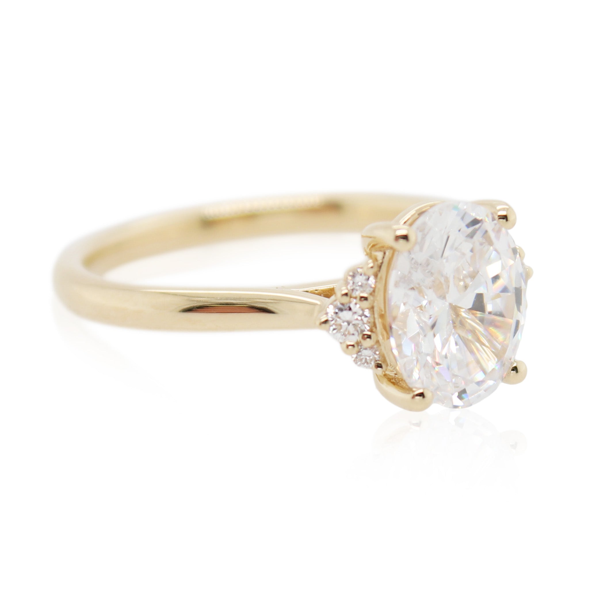 Yellow Gold Diamond Accented Engagement Ring Mounting