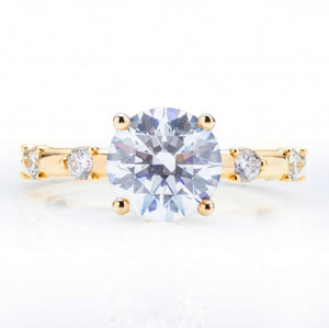 Yellow Gold Engagement Mounting with Diamond Station Sides