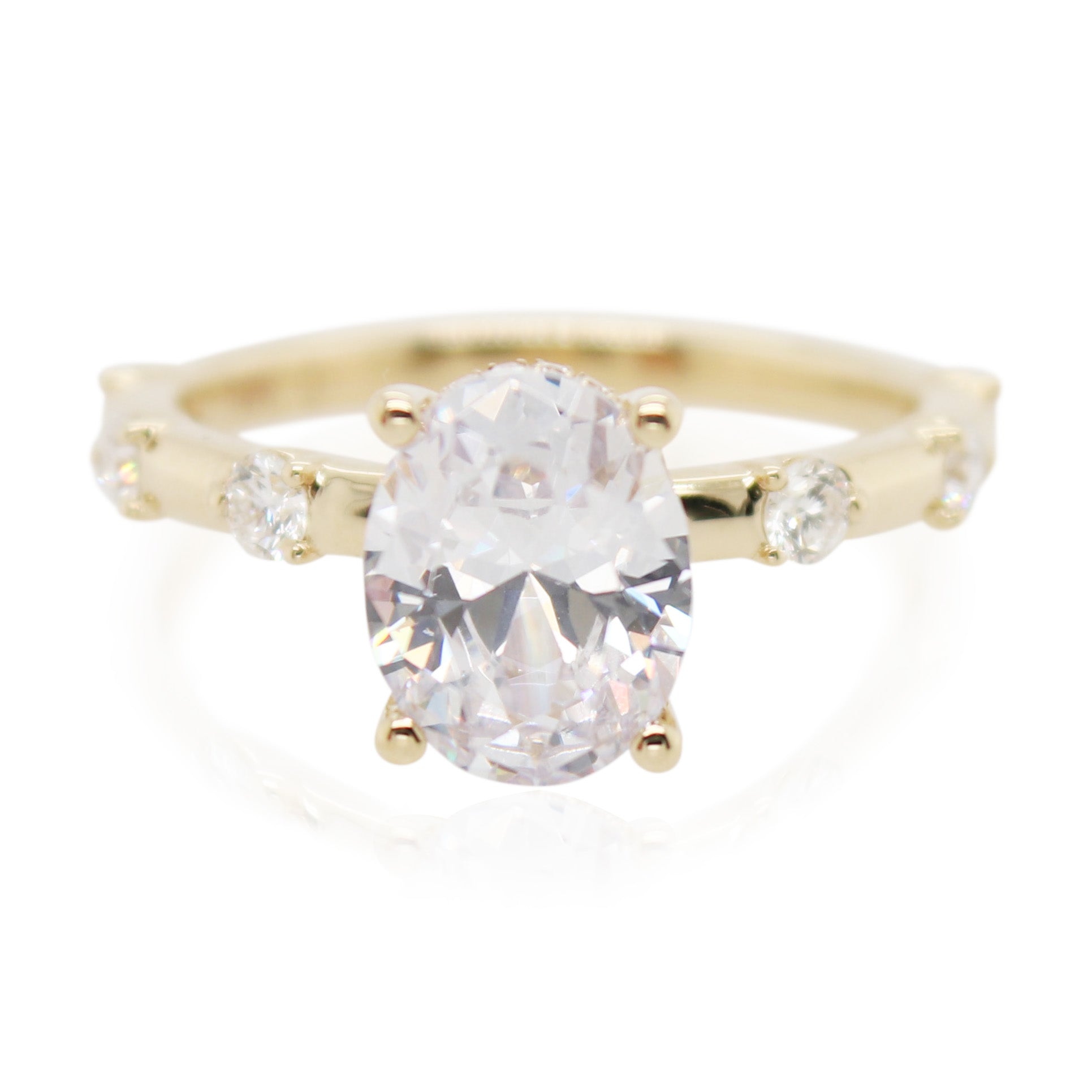 Yellow Gold Hidden Halo and Station Diamond Sides Mounting