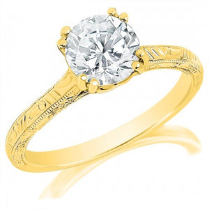 Yellow Gold Small Diamond Accented Solitaire Engagement Mounting