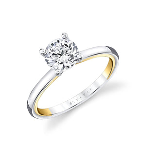 White and Yellow Gold Round Diamond Solitaire Mounting
