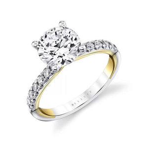 Yellow and White Gold Round Diamond Mounting