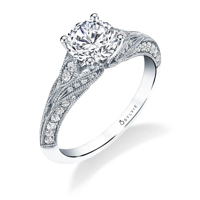 Milgrain Swirl Diamond Engagement Mounting