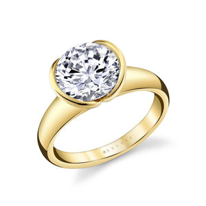Yellow Gold Half Bezel Set Diamond Engagement Mounting