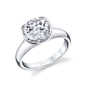 Platinum Half Bezel Set Engagement Ring Mounting