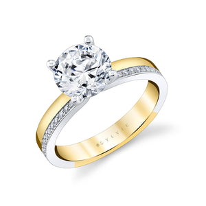 Yellow and White Gold Round Diamond Engagement Mounting