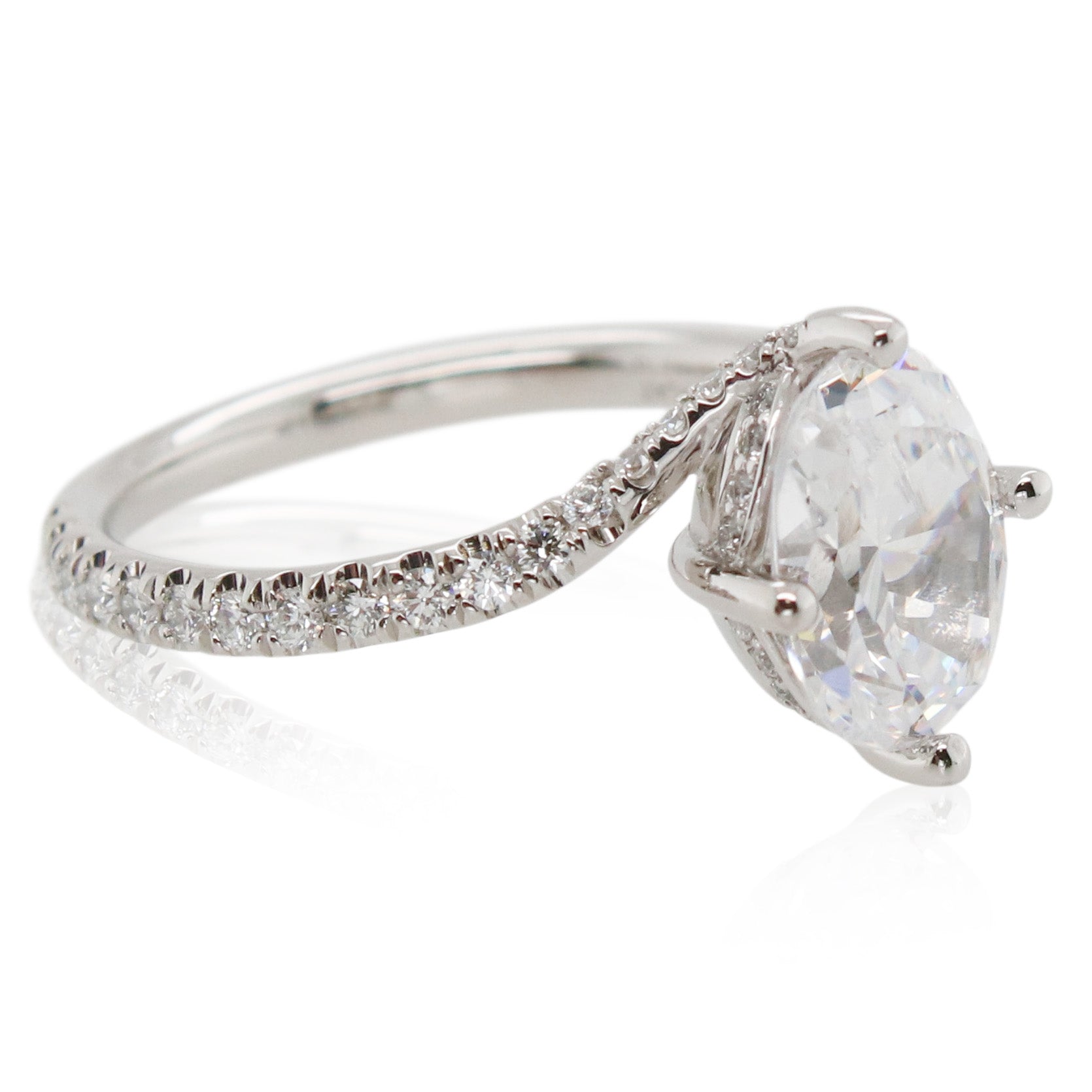 Precision Set Platinum 2ct Oval Diamond Wrap Around Mounting