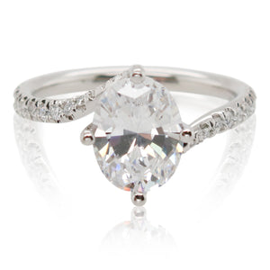 Precision Set Platinum 2ct Oval Diamond Wrap Around Mounting