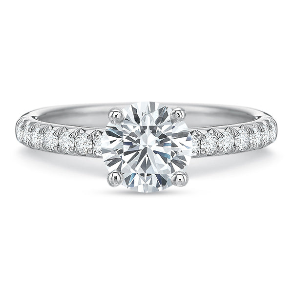 Half Round Diamond Engagement Ring