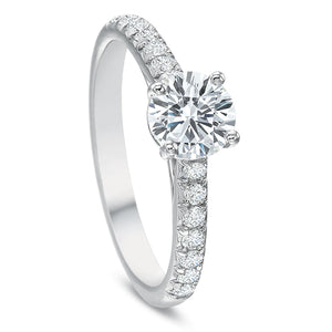 Half Round Diamond Engagement Ring